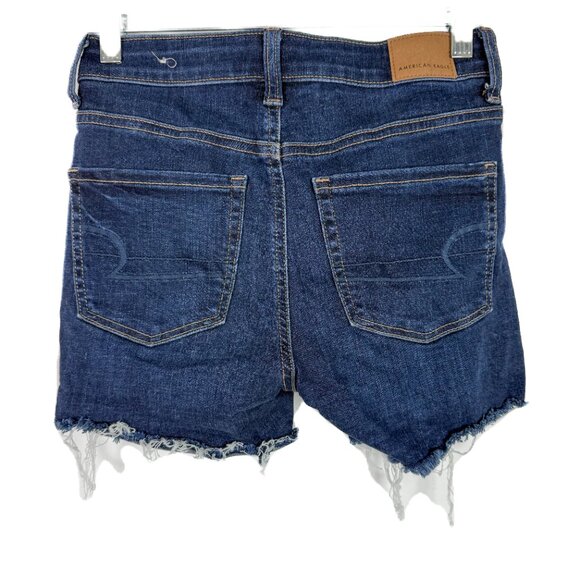 American Eagle Next Level Stretch Hi-Rise Shortie Denim Jean Shorts Size 00 EUC - Picture 6 of 10